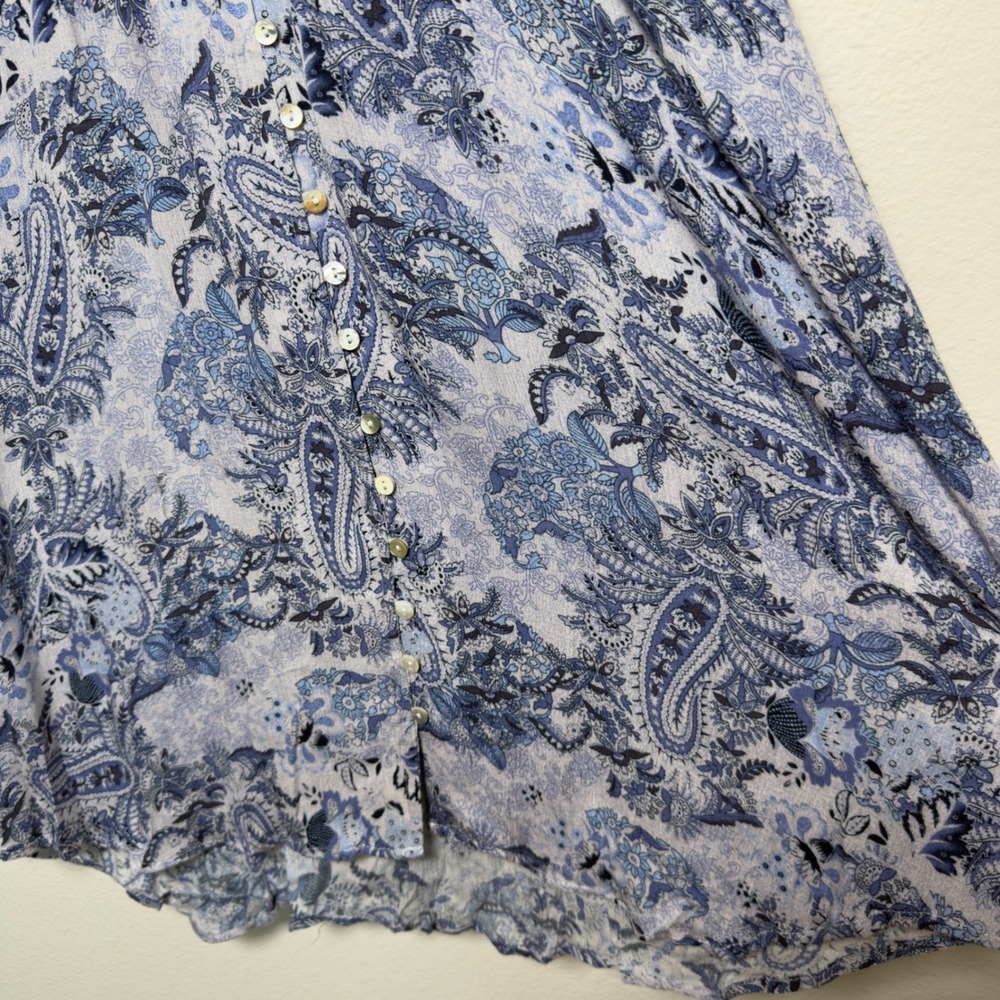 Aritzia Dress Forum Women Mini Cottagecore Dress Medium Blue Paisley Western - Picture 11 of 13